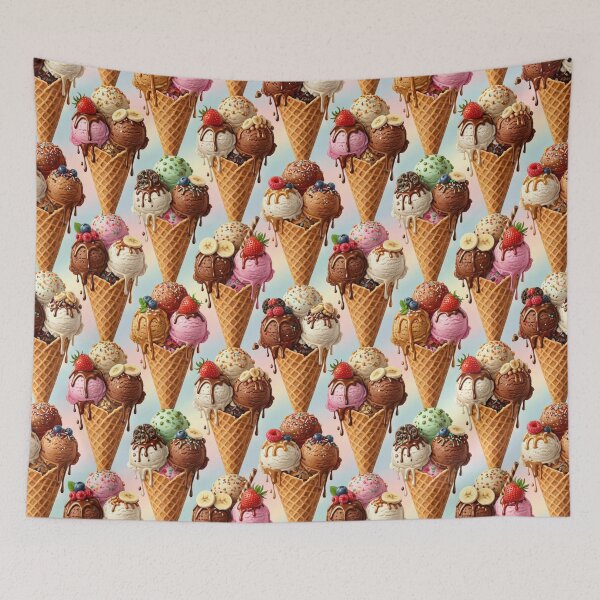 Item preview, Colourful Ice Cream Cone Pattern designed and sold by Fabricbella.