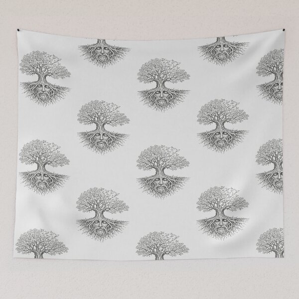 Item preview, Green Man Tree of Life Mythology Fine Line Art designed and sold by IvoryArtDesign.