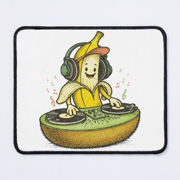 Artikelvorschau, Banana DJ – Lustige Frucht legt Schallplatten auf Kiwi-Plattenspieler auf entworfen und verkauft von majesty-prints.