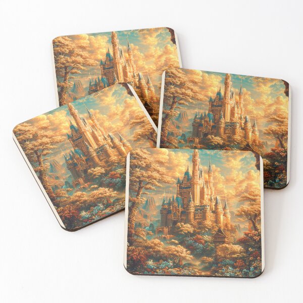 Item preview, Golden Fantasy Castle – Epic Fairytale Kingdom Art designed and sold by Moonvale Studio.