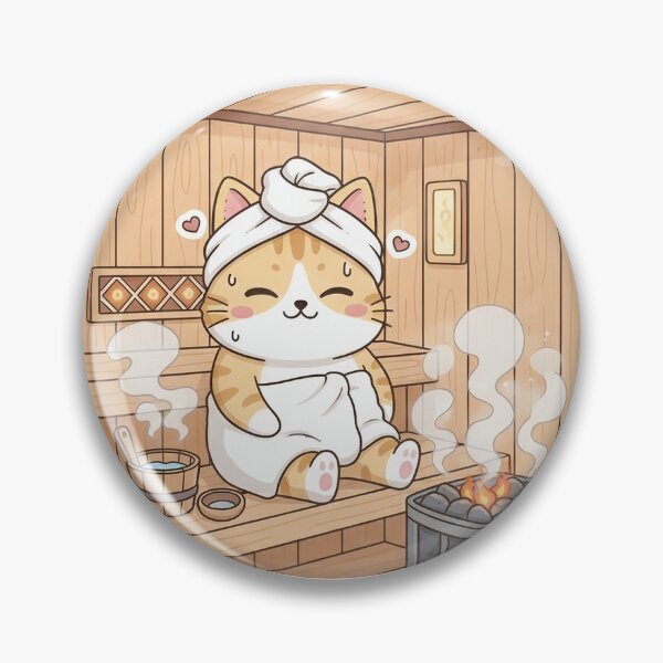 Item preview, Cute Kawaii Sauna Cat - Relaxing Spa Day Kitty - Noopnyang Studio designed and sold by NoopnyangStudio.