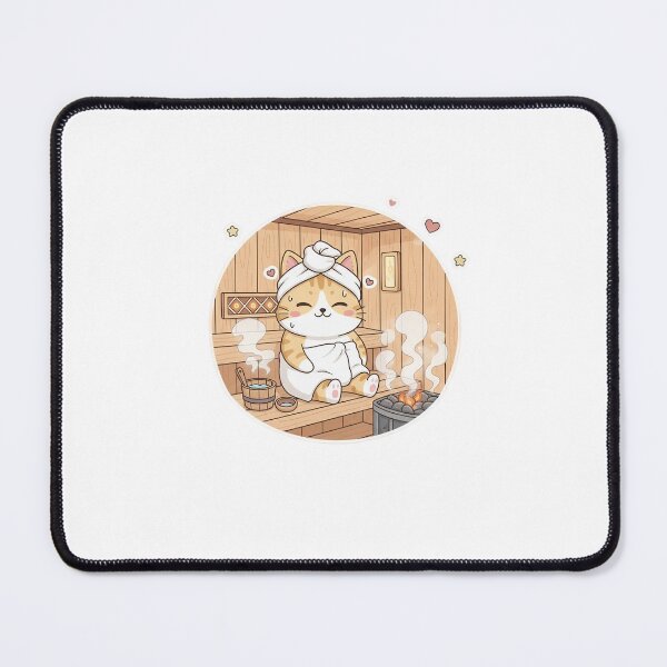 Item preview, Cute Kawaii Sauna Cat - Relaxing Spa Day Kitty - Noopnyang Studio designed and sold by NoopnyangStudio.