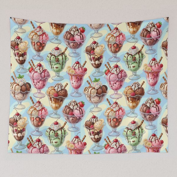 Item preview, Retro Ice Cream Sundae Pattern designed and sold by Fabricbella.