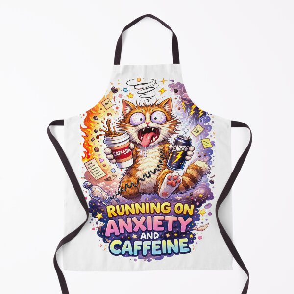 Item preview, Running on Anxiety and Caffeine – Chaotic Funny Cat Meme designed and sold by Dominik1994.