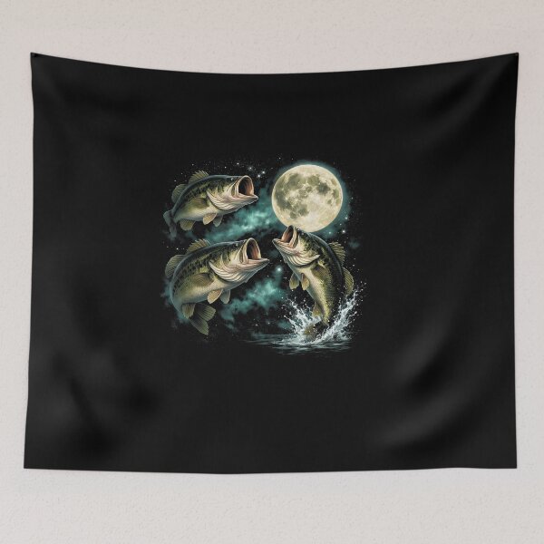 Item preview, Bass Fishing Under Full Moon designed and sold by HUTEND.
