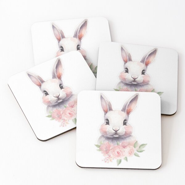 Item preview, Watercolor Bunny with Pink Flowers Sticker | Cute Easter Rabbit Art for Hoodie, T-Shirt, iPad & Laptop Case designed and sold by MoonlightEleven.