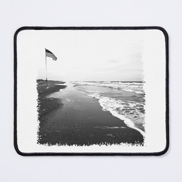 Item preview, American Flag Beach Photo | Black and White Coastal Patriotic Wall Art designed and sold by inkoutninja.