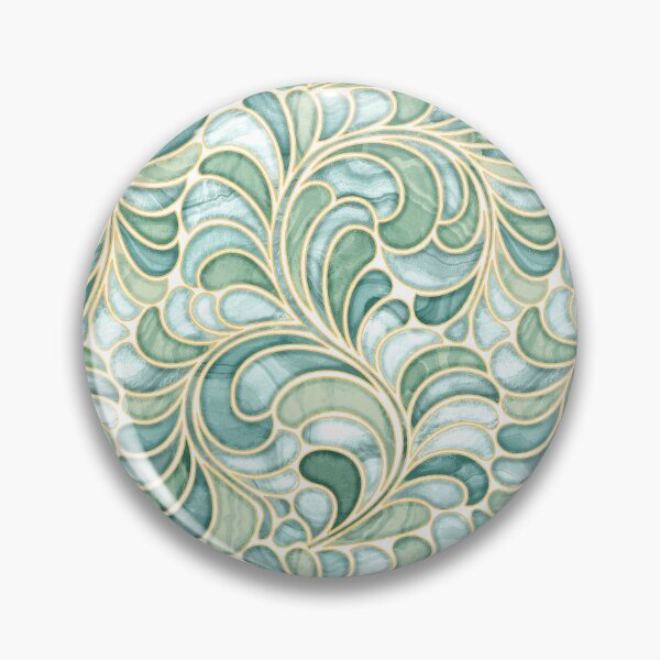 Item preview, Marble Mosaic Fern Leaves - Sage Greens and Gold designed and sold by TigaTiga.
