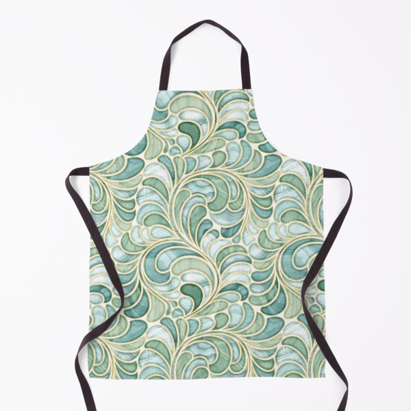 Item preview, Marble Mosaic Fern Leaves - Sage Greens and Gold designed and sold by TigaTiga.
