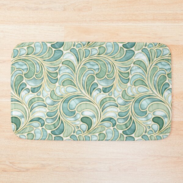 Item preview, Marble Mosaic Fern Leaves - Sage Greens and Gold designed and sold by TigaTiga.