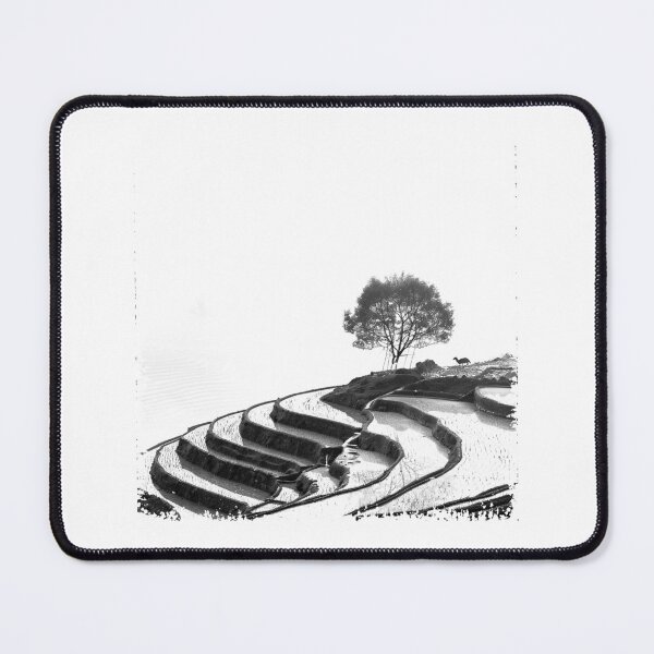 Item preview, Minimalist Terraced Landscape Photo | Black and White Rice Terrace Wall Art designed and sold by inkoutninja.