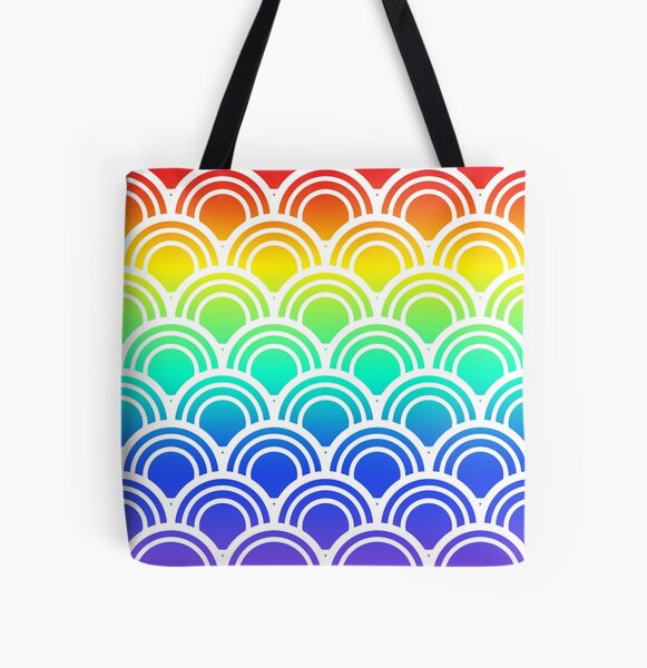 Rainbow Scale Waves All Over Print Tote Bag