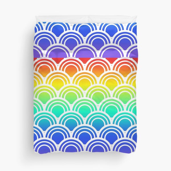 Rainbow Scale Waves Duvet Cover