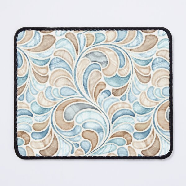 Item preview, Marble Mosaic Fern Leaves - Pale Blue And Beige designed and sold by TigaTiga.