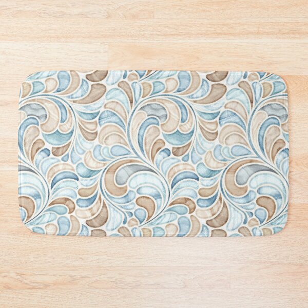 Item preview, Marble Mosaic Fern Leaves - Pale Blue And Beige designed and sold by TigaTiga.