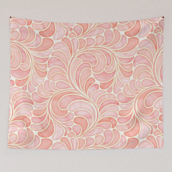 Item preview, Marble Mosaic Fern Leaves - Pastel Pink and Gold designed and sold by TigaTiga.