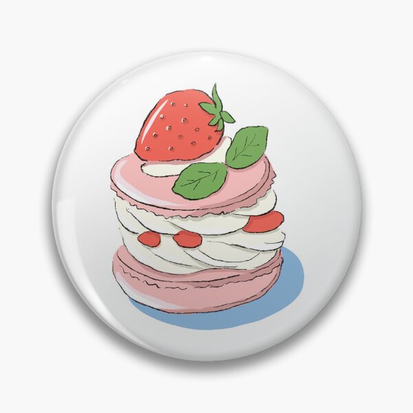 Item preview, Aesthetic Strawberry Macaron Cake - Kawaii Bakery Food Illustration designed and sold by morimist.