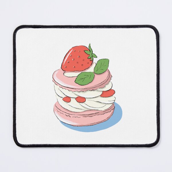 Item preview, Aesthetic Strawberry Macaron Cake - Kawaii Bakery Food Illustration designed and sold by morimist.