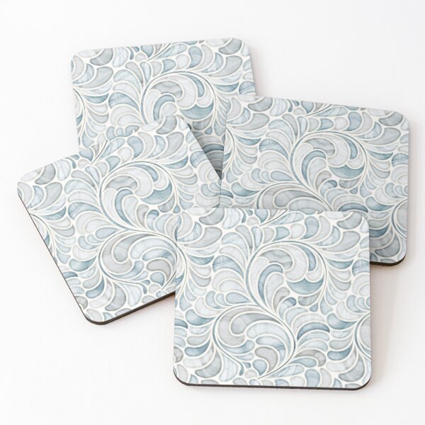 Item preview, arble Mosaic Fern Leaves - Pale Blue Stones  designed and sold by TigaTiga.
