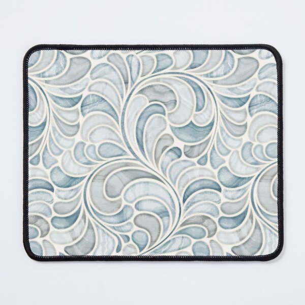 Item preview, arble Mosaic Fern Leaves - Pale Blue Stones designed and sold by TigaTiga.