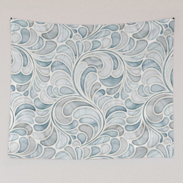 Item preview, arble Mosaic Fern Leaves - Pale Blue Stones  designed and sold by TigaTiga.