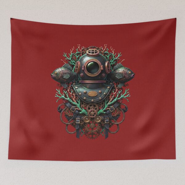 Item preview, Abyssal Engineer — Steampunk Diving Helmet Crest with Clockwork Koi designed and sold by The Visual Syllabus.