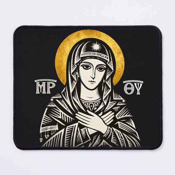 Item preview, ΜΡ ΘΥ — Monastic Theotokos (Byzantine Linocut Halo) designed and sold by Sanctum Icons.