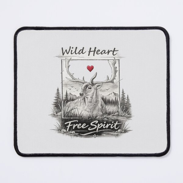 Item preview, Deer with Antlers and Red Heart in Black and White designed and sold by kel72.
