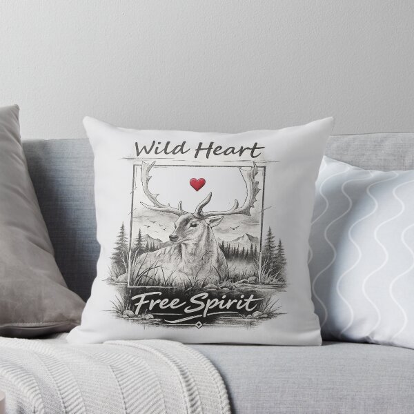 Item preview, Deer with Antlers and Red Heart in Black and White designed and sold by kel72.