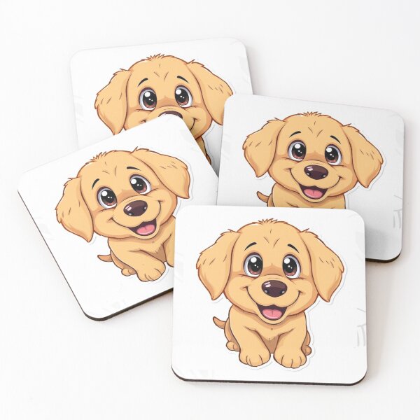 Artikelvorschau, Niedlicher Hundeaufkleber – Golden Retriever Welpe (Cartoon-Illustration) entworfen und verkauft von Femwealth.