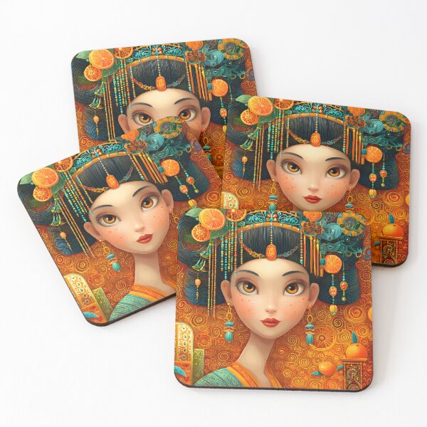 Item preview, Colorful Portrait of a Woman Surrounded by Oranges designed and sold by Artessie.