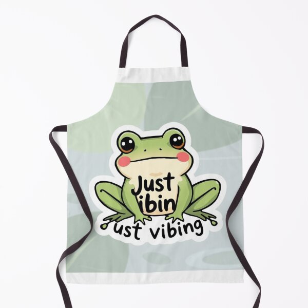 Item preview, Cute Frog Sticker – Just vibing Quote designed and sold by Femwealth.