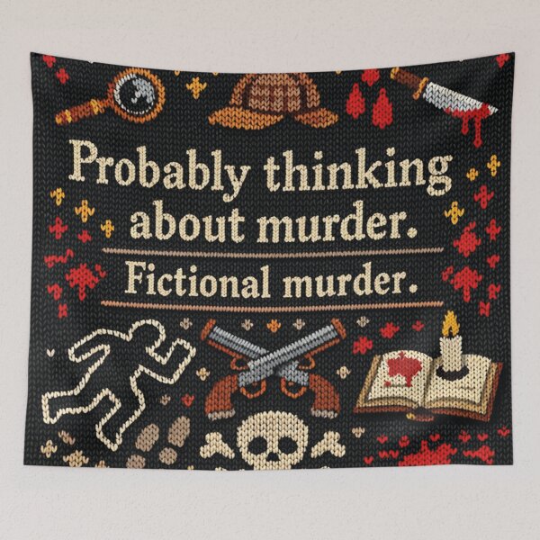 Item preview, Funny true crime quote in a knitted pattern style designed and sold by Mauswohn.