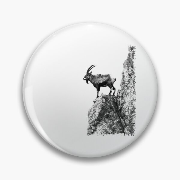 Item preview, Mountain Goat on Cliff | Minimal Black and White Wildlife Photography designed and sold by inkoutninja.