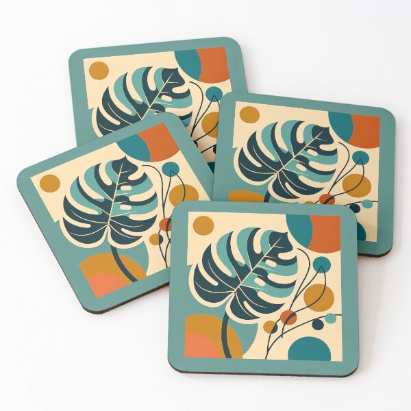Item preview, Abstract Monstera Leaf with Geometric Circles designed and sold by InkSmithery.