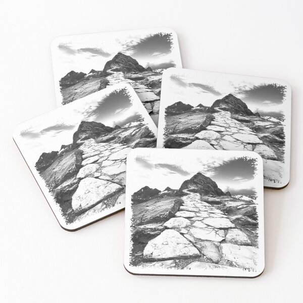 Item preview, Mountain Path to Peak | Dramatic Black and White Landscape Photography designed and sold by inkoutninja.