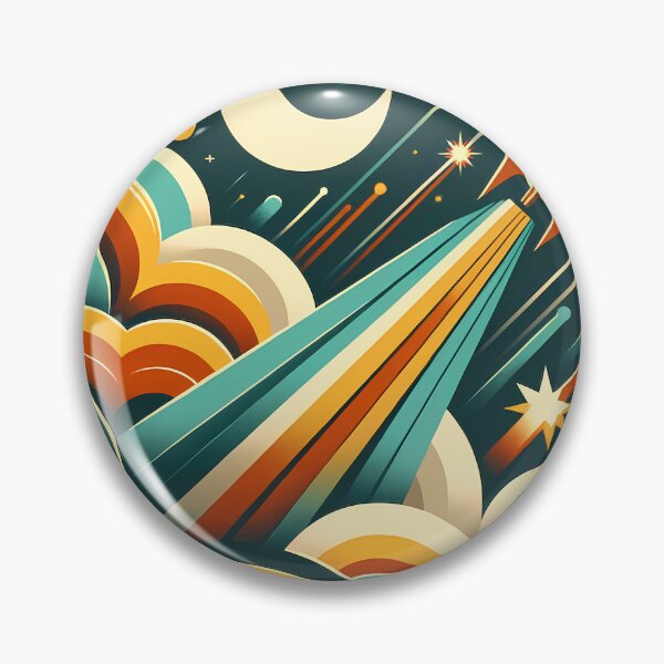 Item preview, Retro Rocket Launch Through Clouds and Stars designed and sold by InkSmithery.