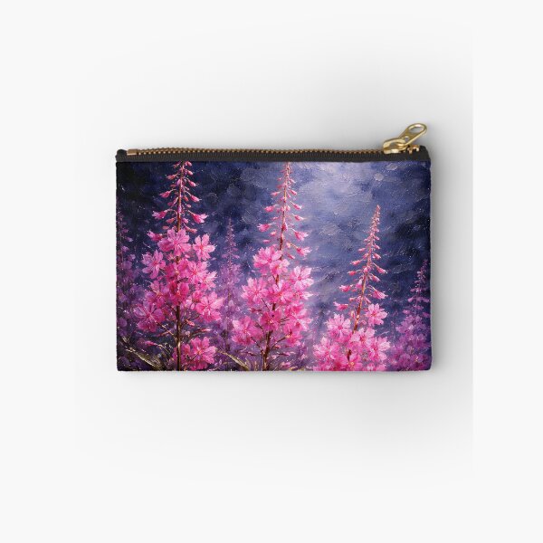 Item preview, Glowing Pink Wildflowers at Twilight | Moody Textured Floral Art designed and sold by ChubbyGoong.