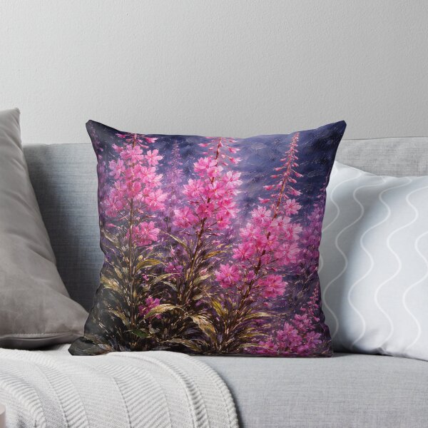 Item preview, Glowing Pink Wildflowers at Twilight | Moody Textured Floral Art designed and sold by ChubbyGoong.