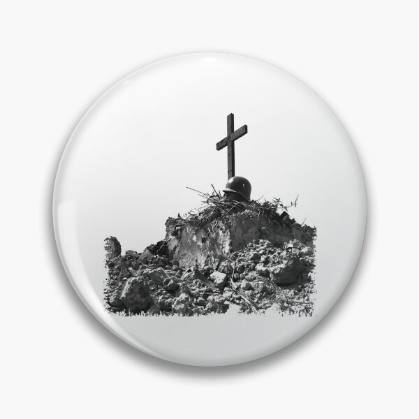Item preview, Fallen Soldier Memorial | Black and White Battlefield Cross Tribute Photo designed and sold by inkoutninja.
