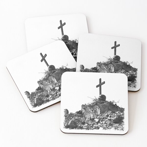 Item preview, Fallen Soldier Memorial | Black and White Battlefield Cross Tribute Photo designed and sold by inkoutninja.