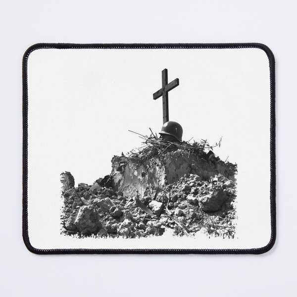 Item preview, Fallen Soldier Memorial | Black and White Battlefield Cross Tribute Photo designed and sold by inkoutninja.