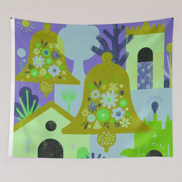 Item preview, Sacred Garden Bell Floral Illustration designed and sold by joycrysstudio.