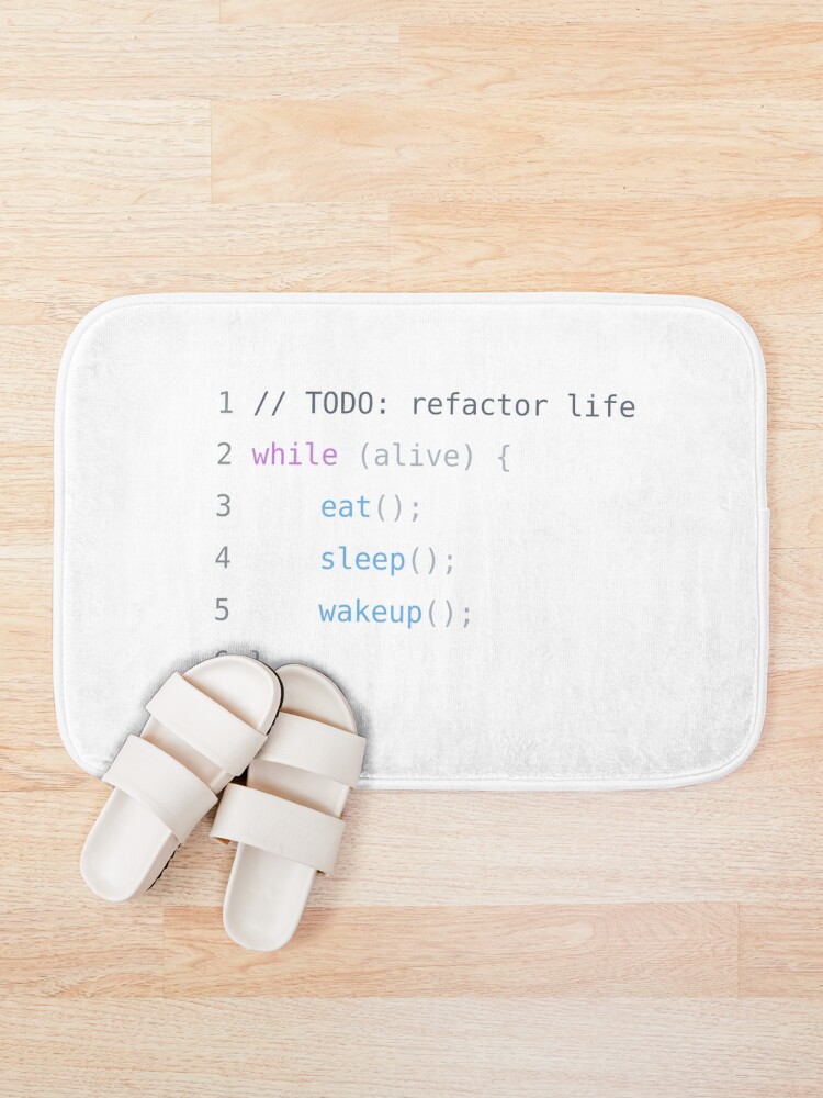 Thumbnail 1 of 6, Bath Mat, while(alive) – Developer Life Code designed and sold by KumarGandhi.