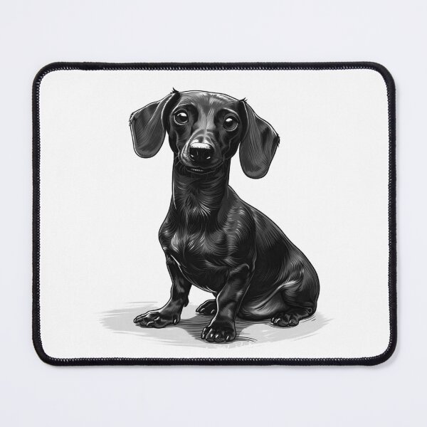 Item preview, Cute Dachshund Puppy Illustration | Black and White Dog Portrait Art designed and sold by inkoutninja.