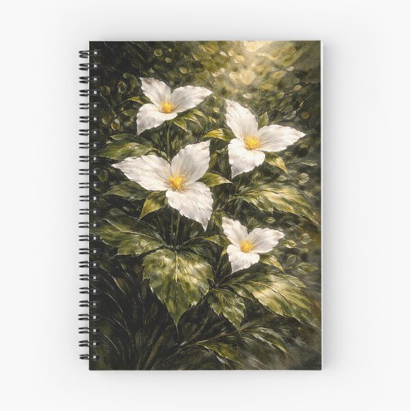Item preview, White Trillium in Woodland Light | Textured Botanical Oil Painting Art designed and sold by ChubbyGoong.