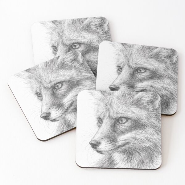Item preview, Black and White Fox Pencil Sketch Portrait | Realistic Wildlife Drawing Art Print | Monochrome Woodland Animal Illustration designed and sold by Leon Woods Pencil Art.