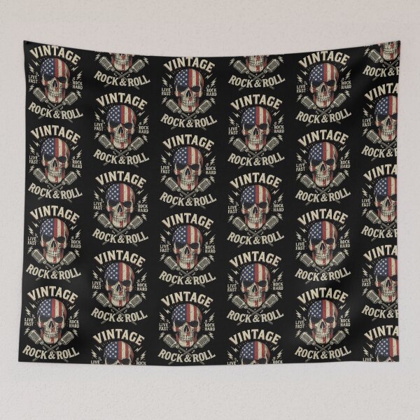 Item preview, Vintage Rock Skull American Flag Ribbon Microphones designed and sold by Blok45.