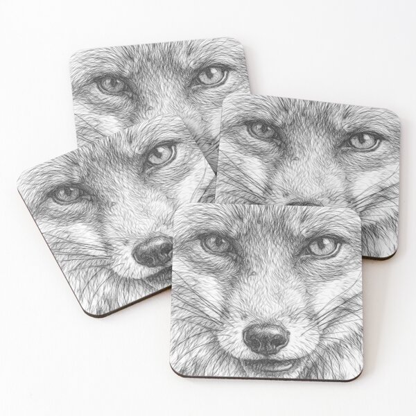 Item preview, Realistic Black and White Fox Pencil Sketch Portrait | Detailed Graphite Wildlife Drawing | Monochrome Woodland Animal Wall Art designed and sold by Leon Woods Pencil Art.