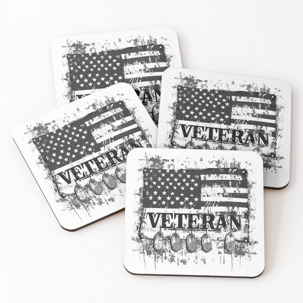 Item preview, Veteran American Flag Dog Tags | Grunge Black and White Patriotic Design designed and sold by inkoutninja.